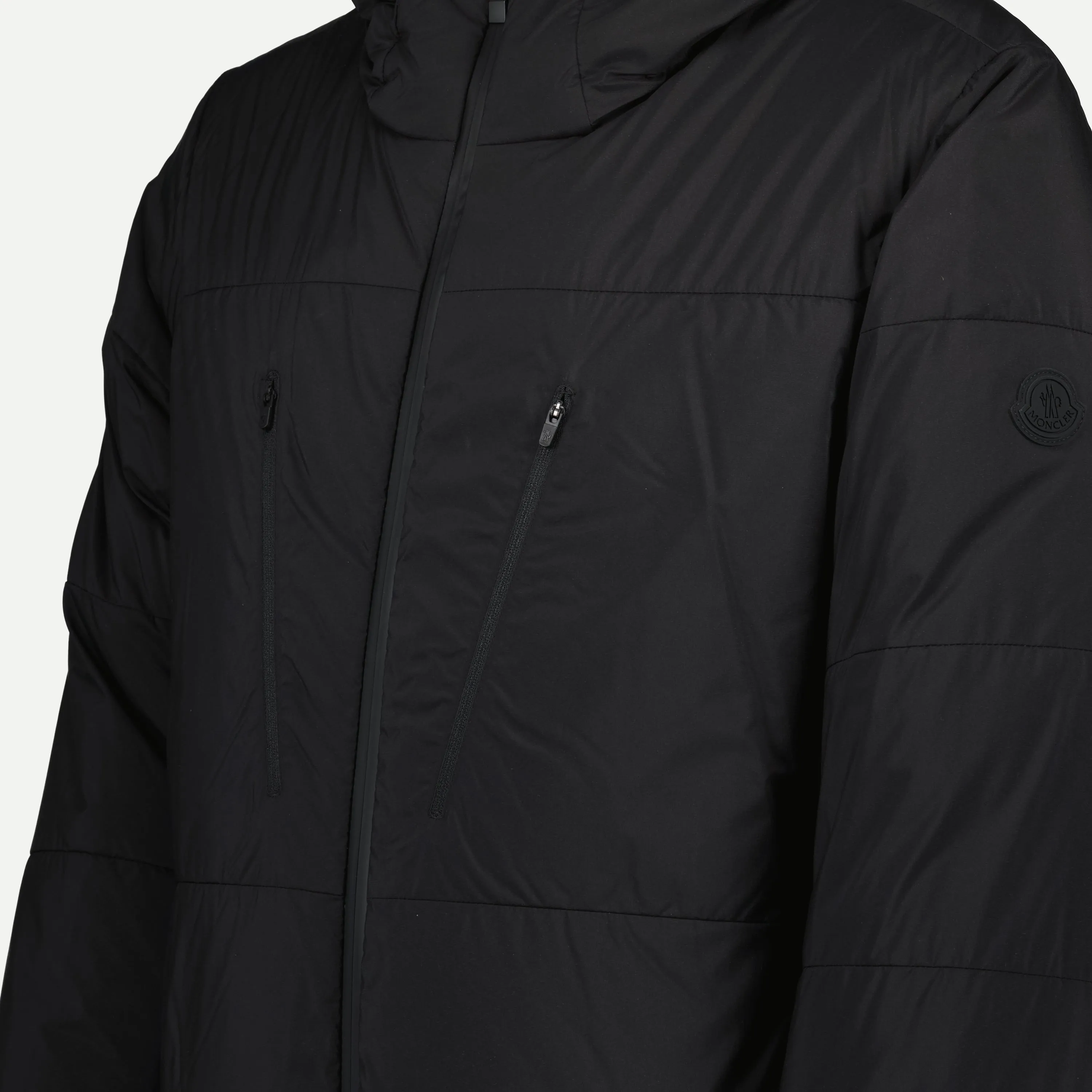 Black Nylon Puffer Jacket with Hoodie