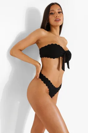 Black Scallop Bandeau Bikini Top
