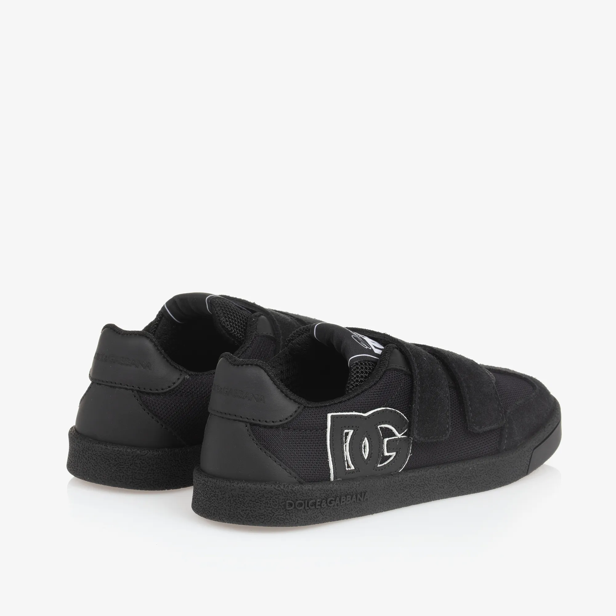 Black Suede Leather & Mesh Trainers