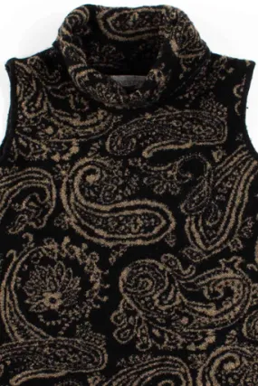 Black Wool Paisley Sleeveless Top