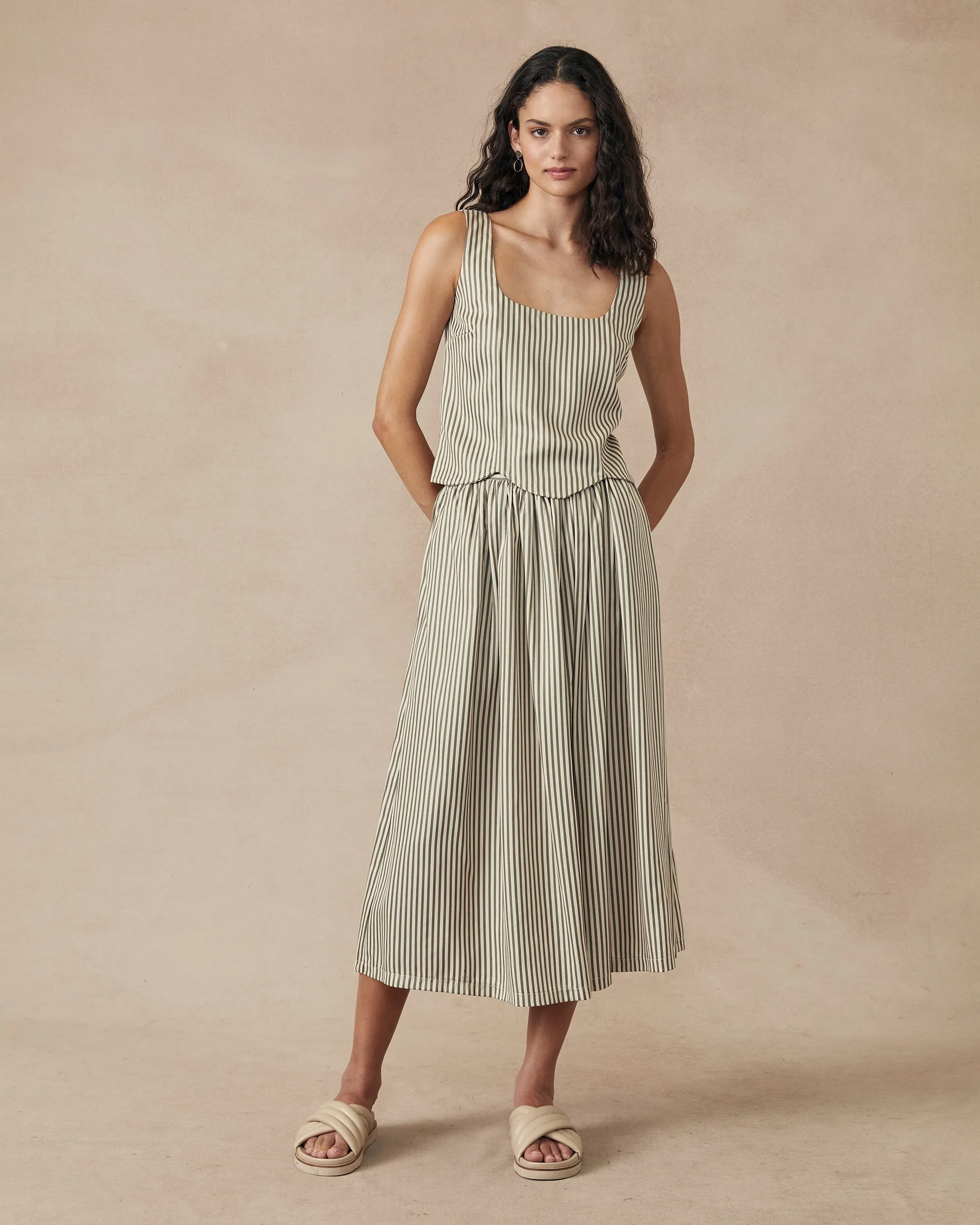 Blossom Skirt Green Stripe