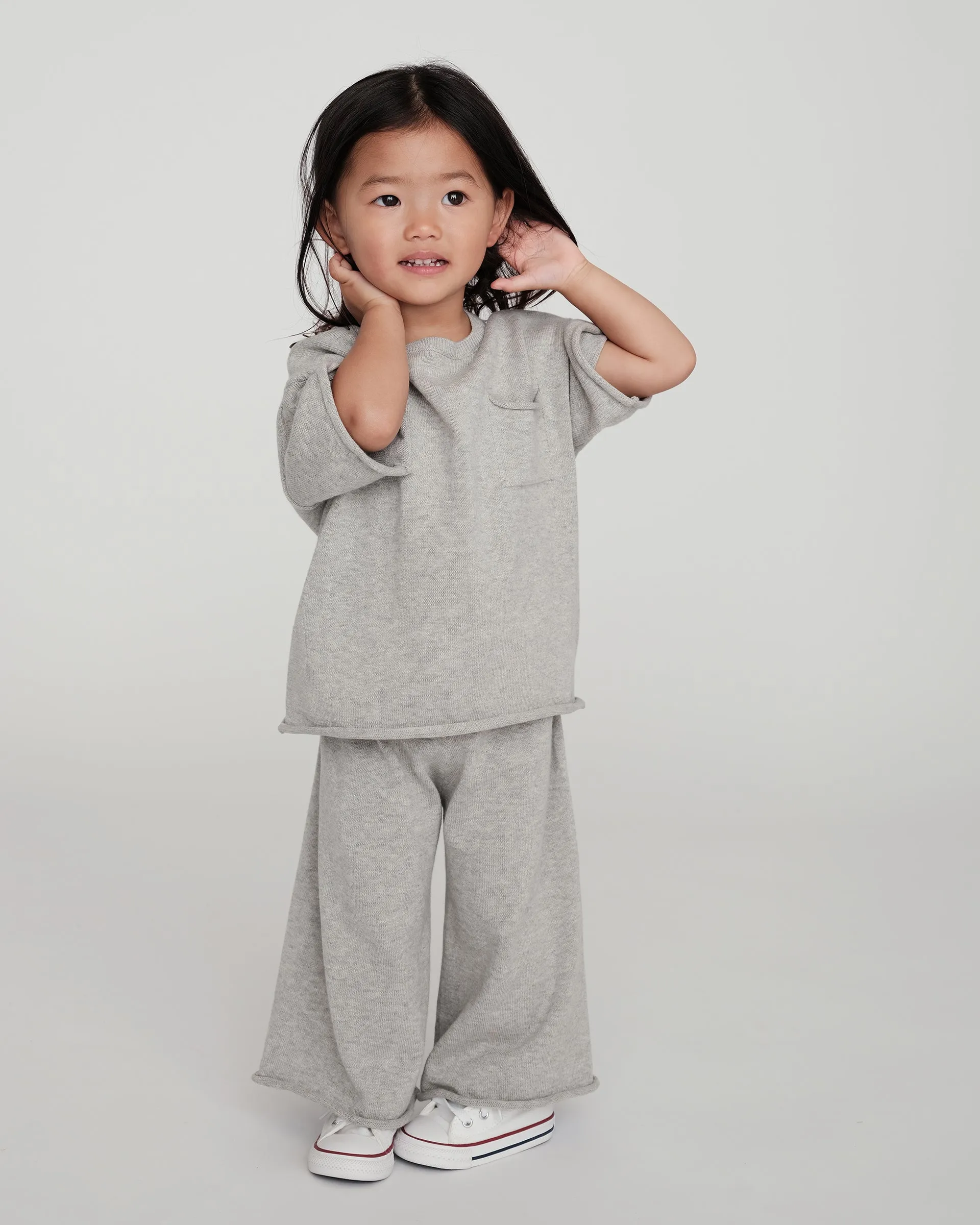 Boxy Cotton Wide Pants | Heather Grey