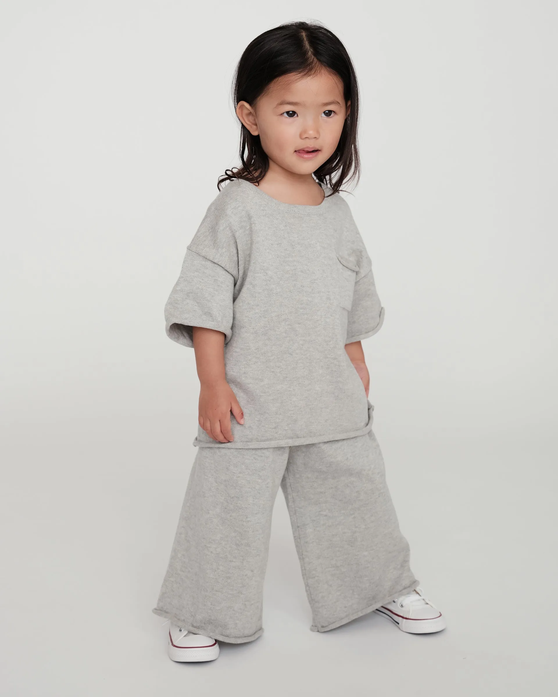 Boxy Cotton Wide Pants | Heather Grey