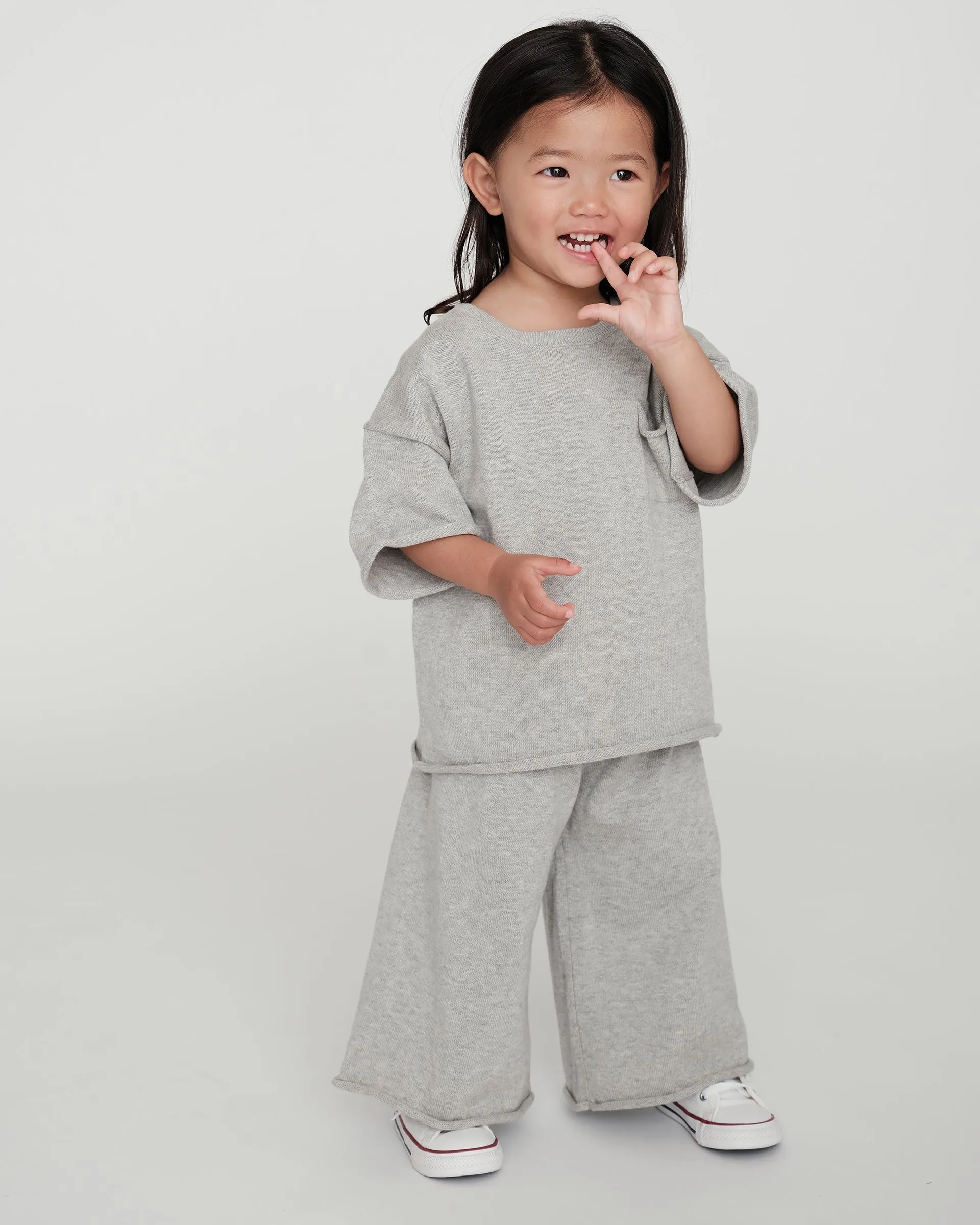 Boxy Cotton Wide Pants | Heather Grey