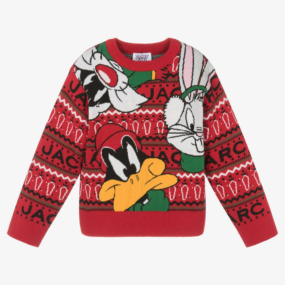 Boys Red Festive Looney Tunes Jumper