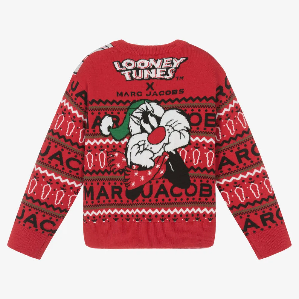 Boys Red Festive Looney Tunes Jumper