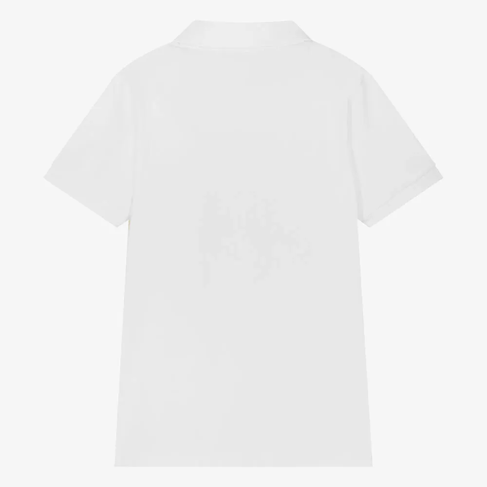 Boys White Cotton Jersey Polo Shirt