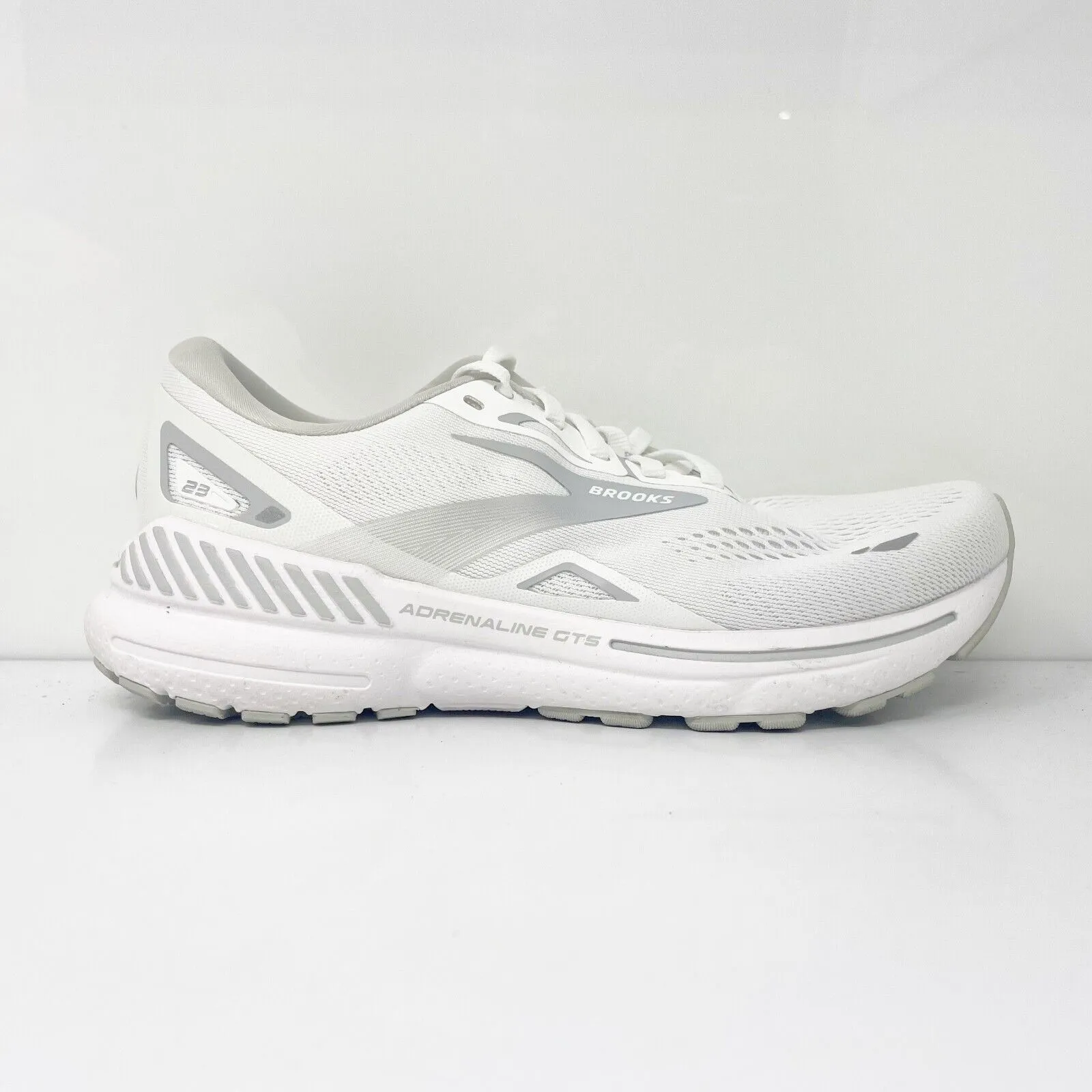 Brooks Womens Adrenaline GTS 23 1203811D104 White Running Shoes Sneakers 7.5 D