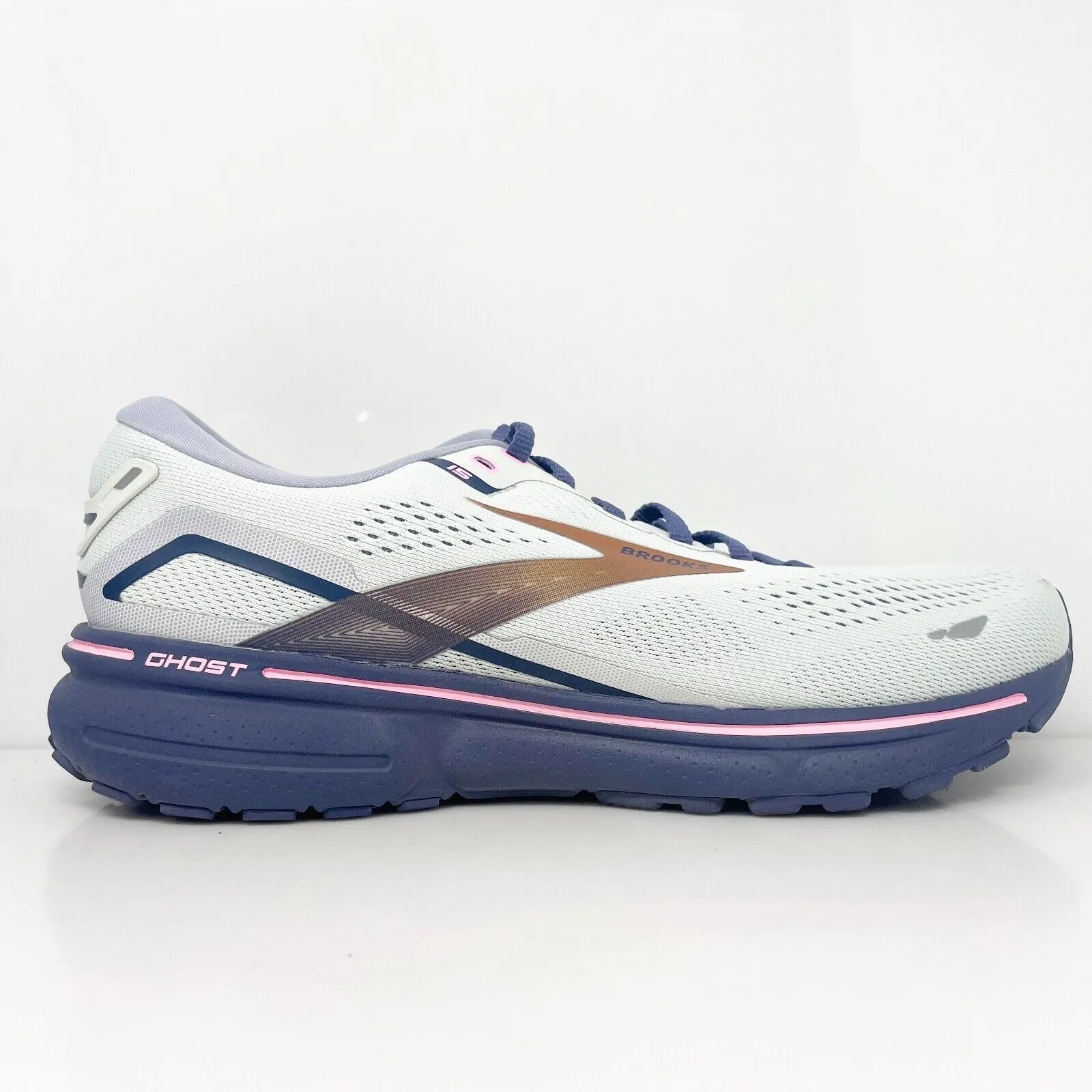 Brooks Womens Ghost 15 1203801B492 White Running Shoes Sneakers Size 9.5 B