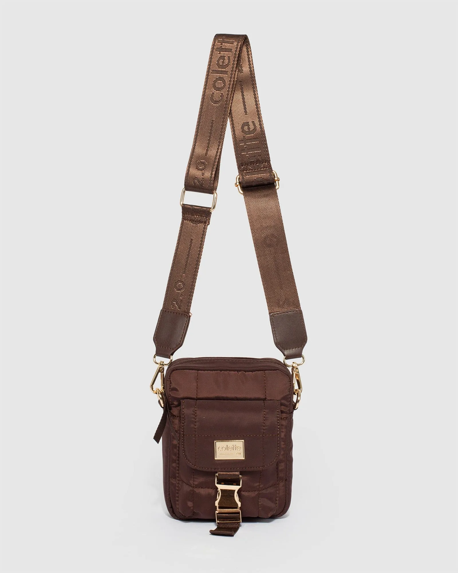 Brown Emma Lock Crossbody Bag