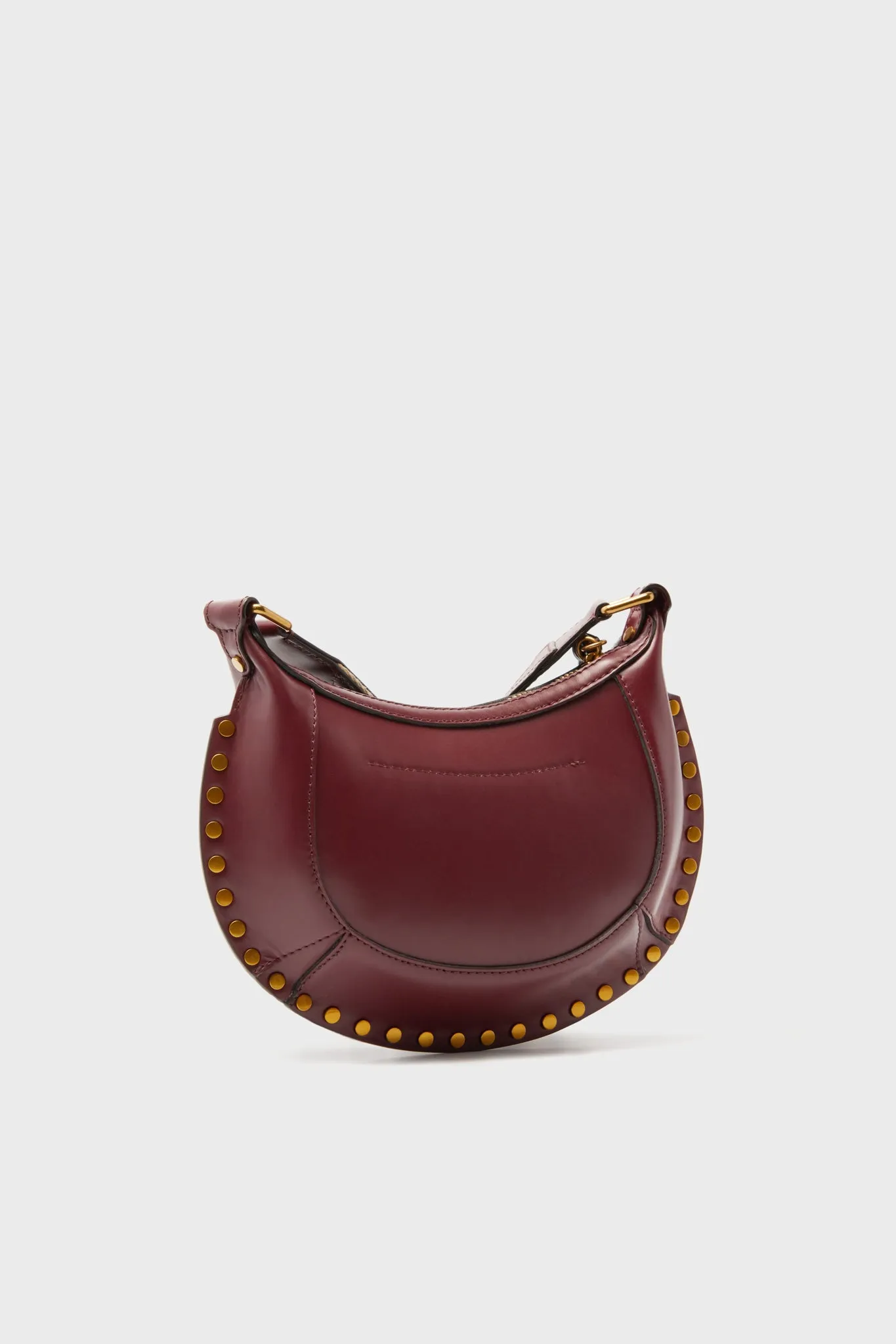 Burgundy Leather Mini Moon Crossbody