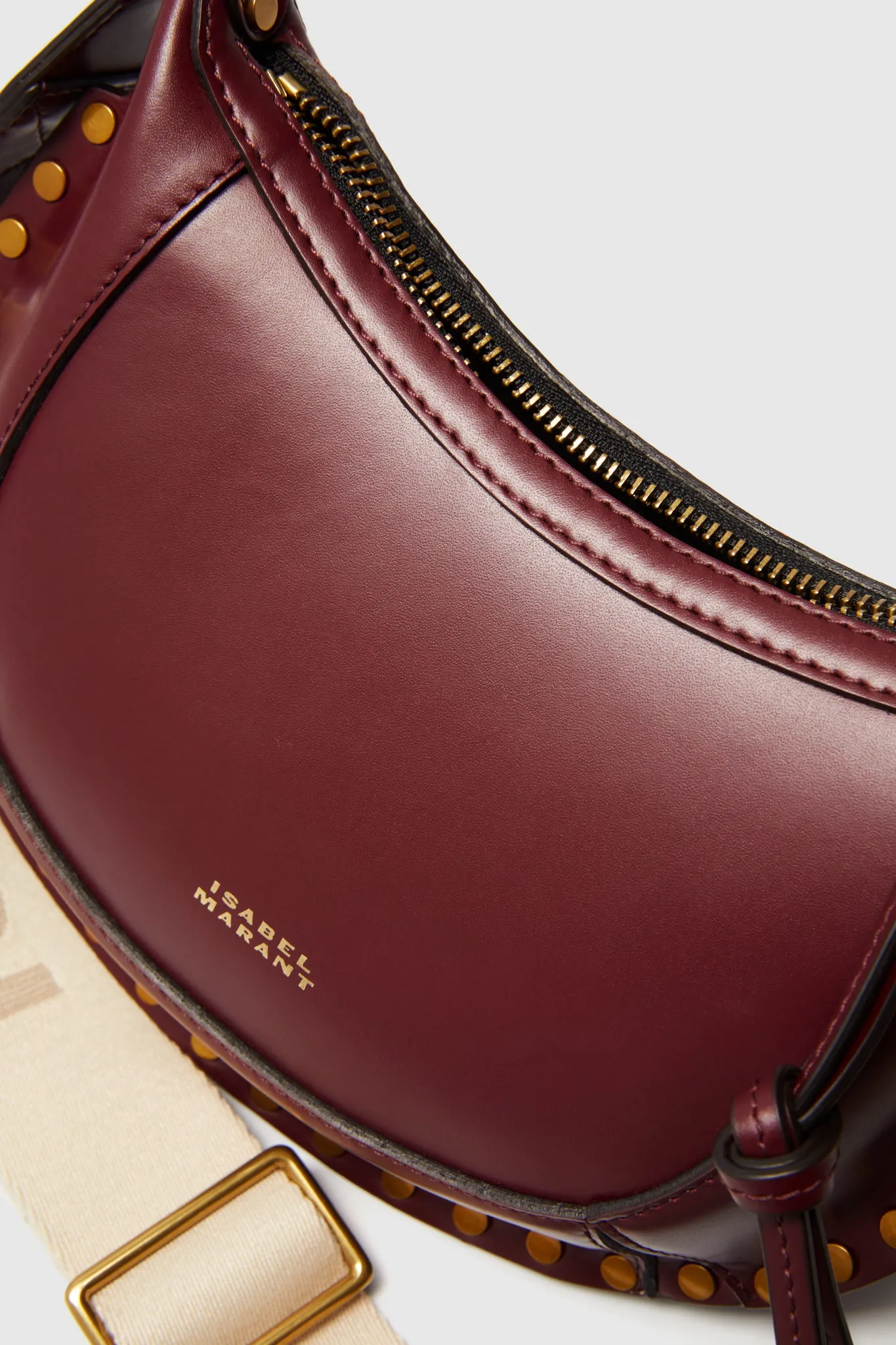 Burgundy Leather Mini Moon Crossbody
