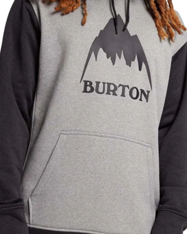 Burton Men's Oak Pullover Hoodie - Gray Heather/True Black