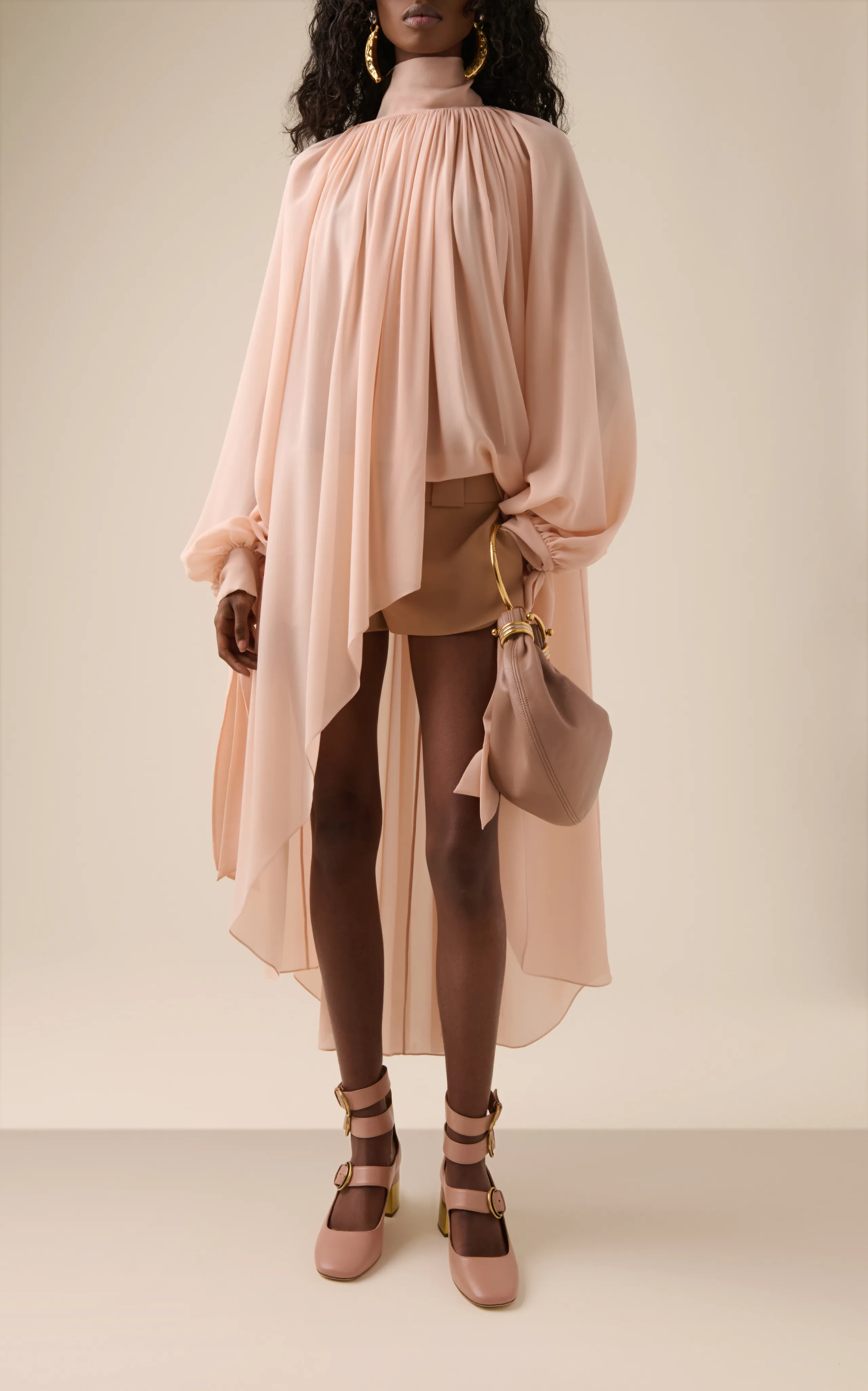 Chloé Silk-Georgette Mini Tunic Dress
