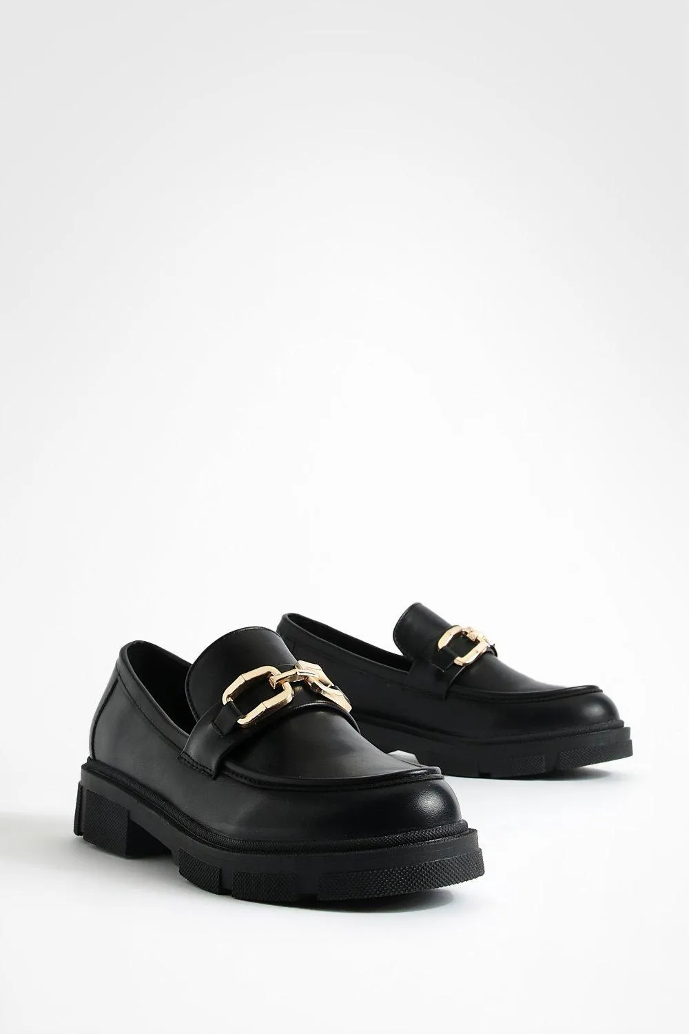 Chunky Sole Square Trim Loafers