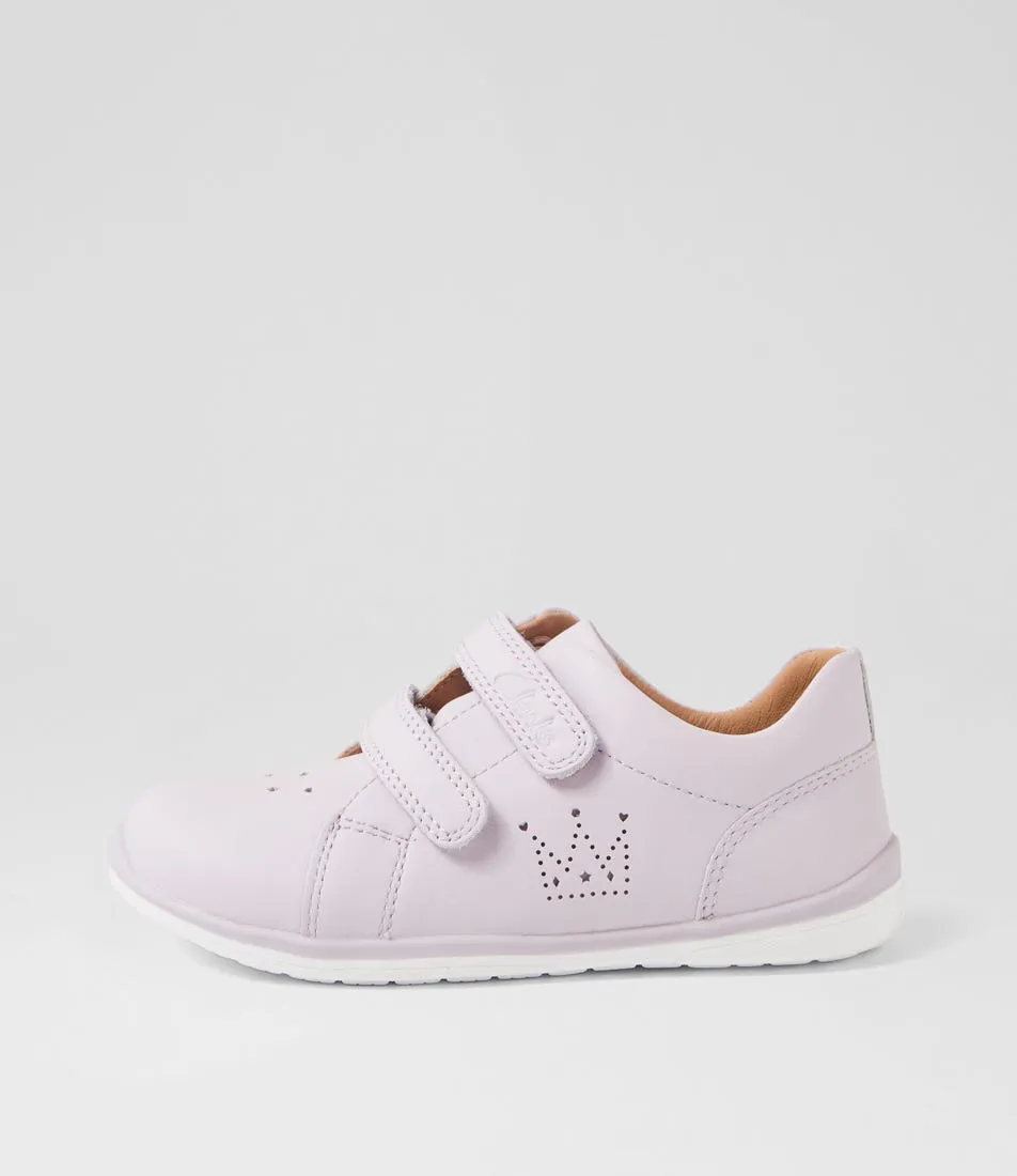 CLARKS Macy Tot Lilac Leather Sneakers