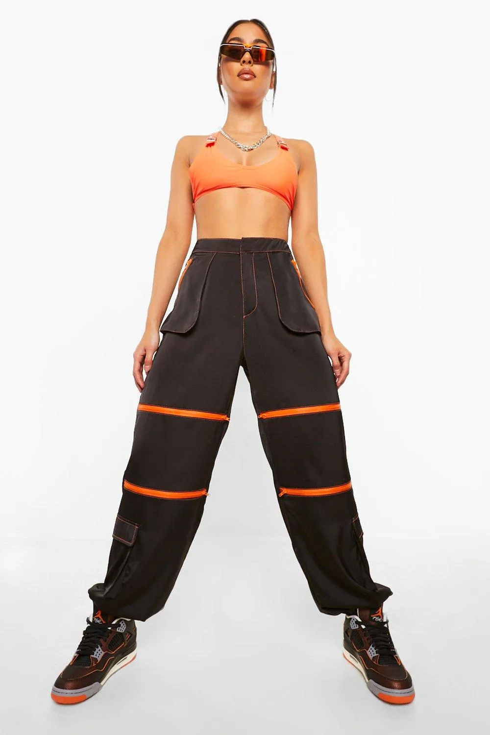 Contrast Stitch Cargo Pocket Pants