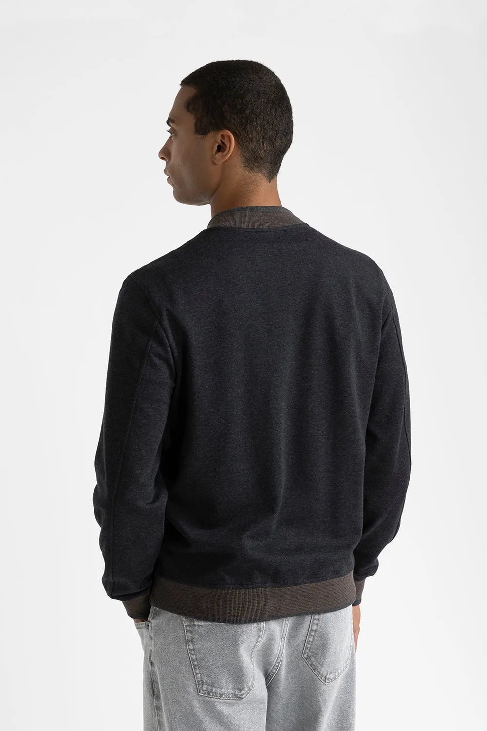 Cotton blend bomber sweatshirt