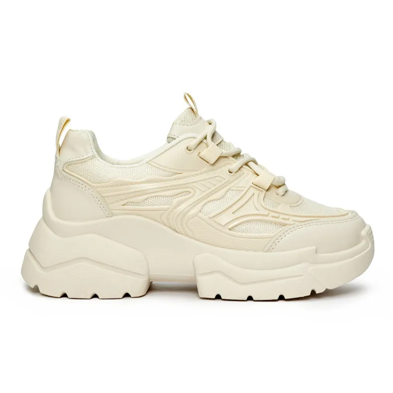 Cream sneakers with a thick sole beige