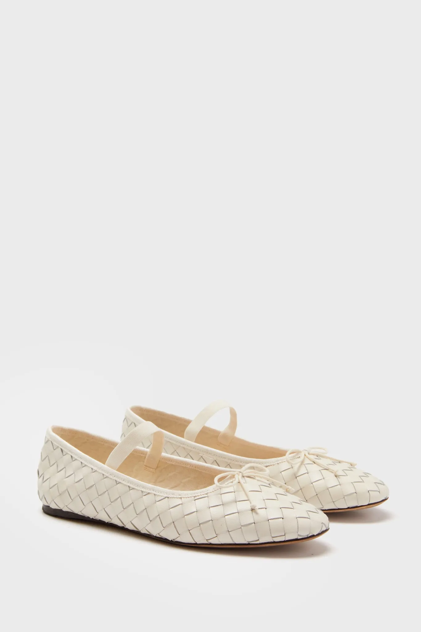 Cream Woven Leather Leonie Flats