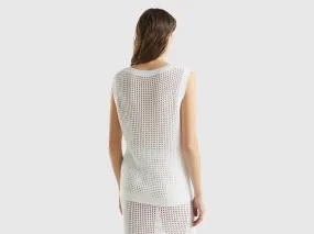 Crochet tank top - White | Benetton