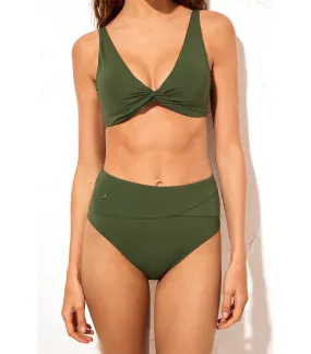 Crossed High Bikini Bottom Green