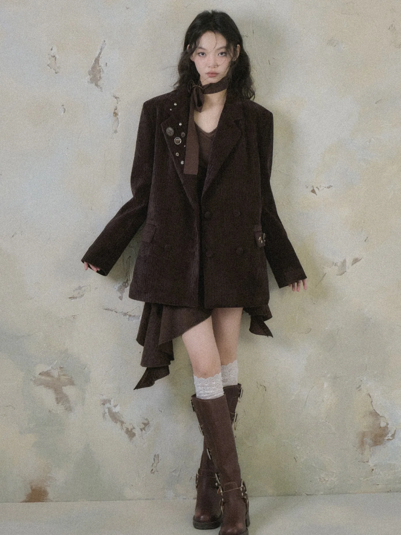 Double Breasted Loose Corduroy Jacket