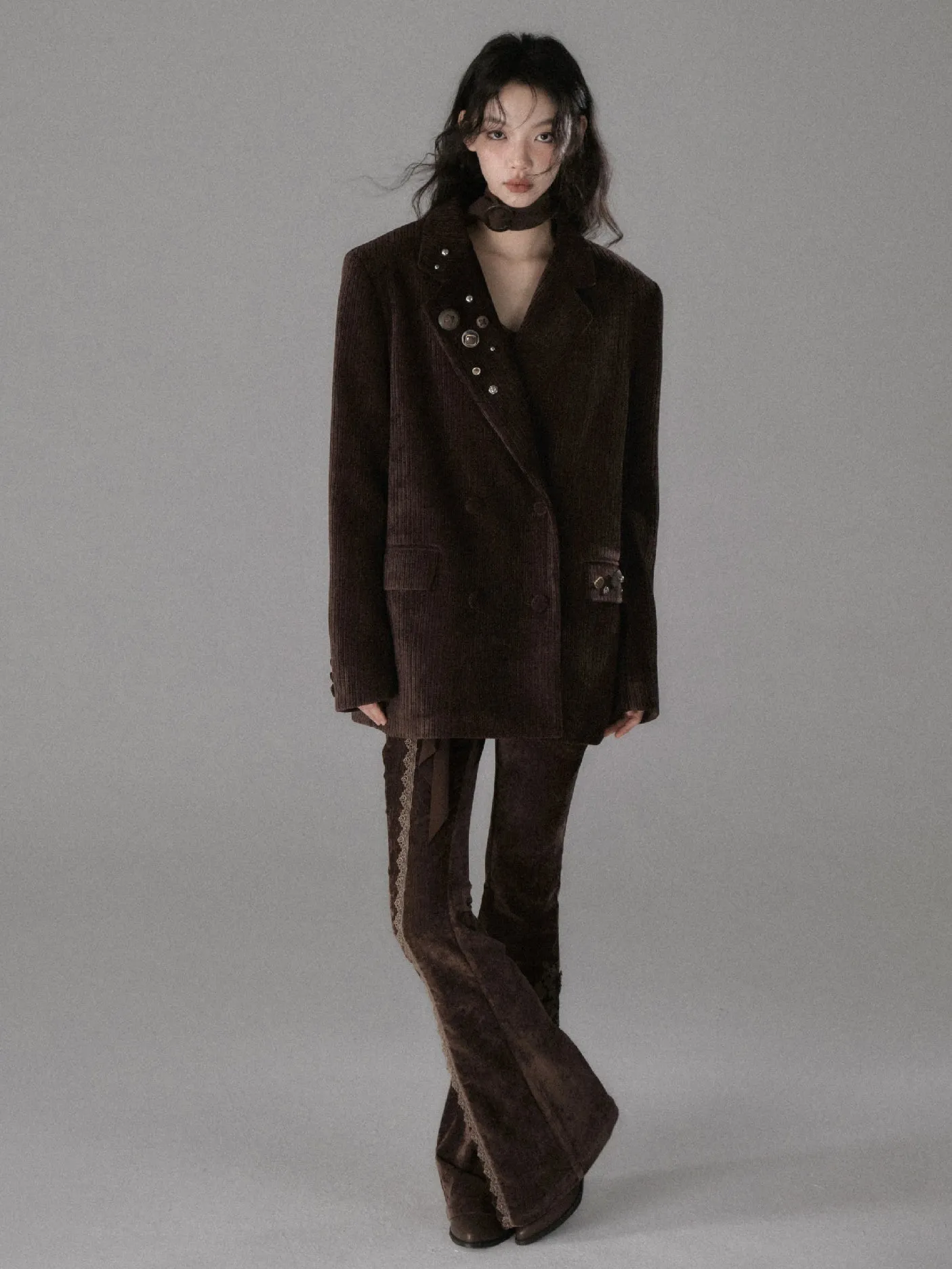 Double Breasted Loose Corduroy Jacket