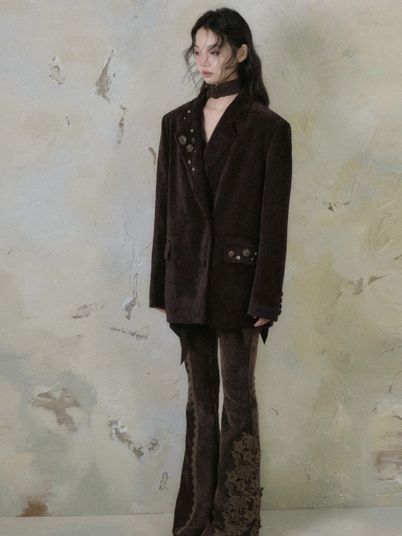 Double Breasted Loose Corduroy Jacket