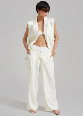 Ellie Darted Boxer Trousers - Cream