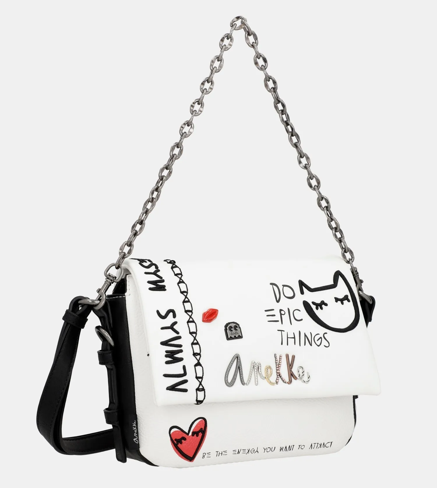 Energy white flap shoulder bag