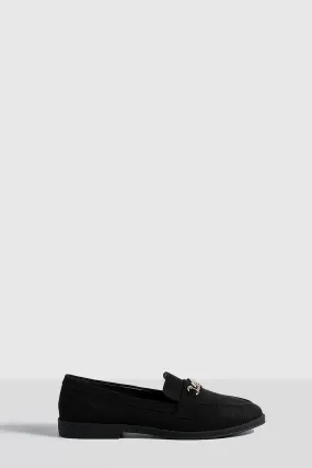 Faux Suede Chain Trim Loafers