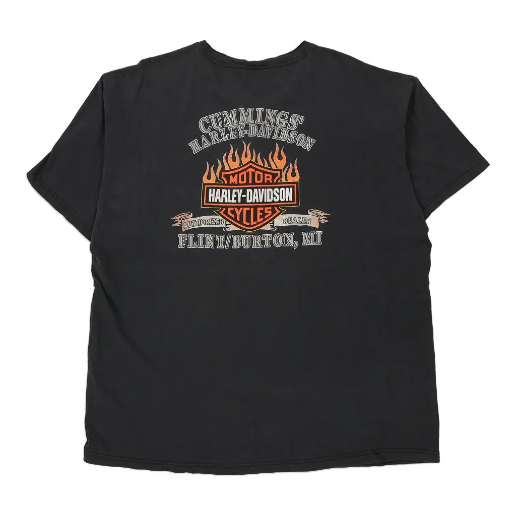 Flint Burton, MI Harley Davidson Graphic T-Shirt - 2XL Black Cotton