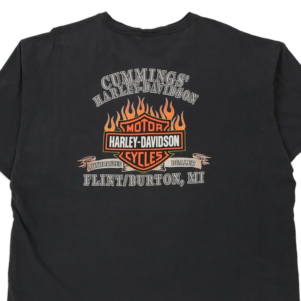 Flint Burton, MI Harley Davidson Graphic T-Shirt - 2XL Black Cotton