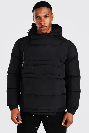 Front Pocket Side Zip Hooded Puffer