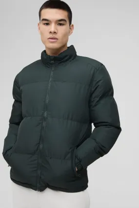 Funnel Neck Puffer Jacket in Khaki