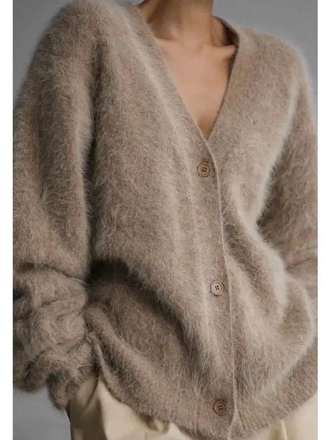 Fuzzy Oversized Button Front Cardigan