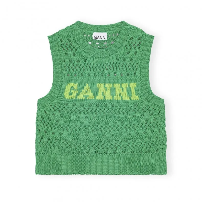 GANNI Cotton Rope Short Vest (Juniper)