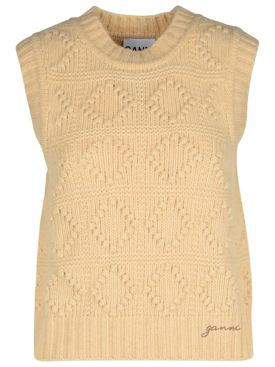 GANNI    Ganni Beige Wool Blend Vest