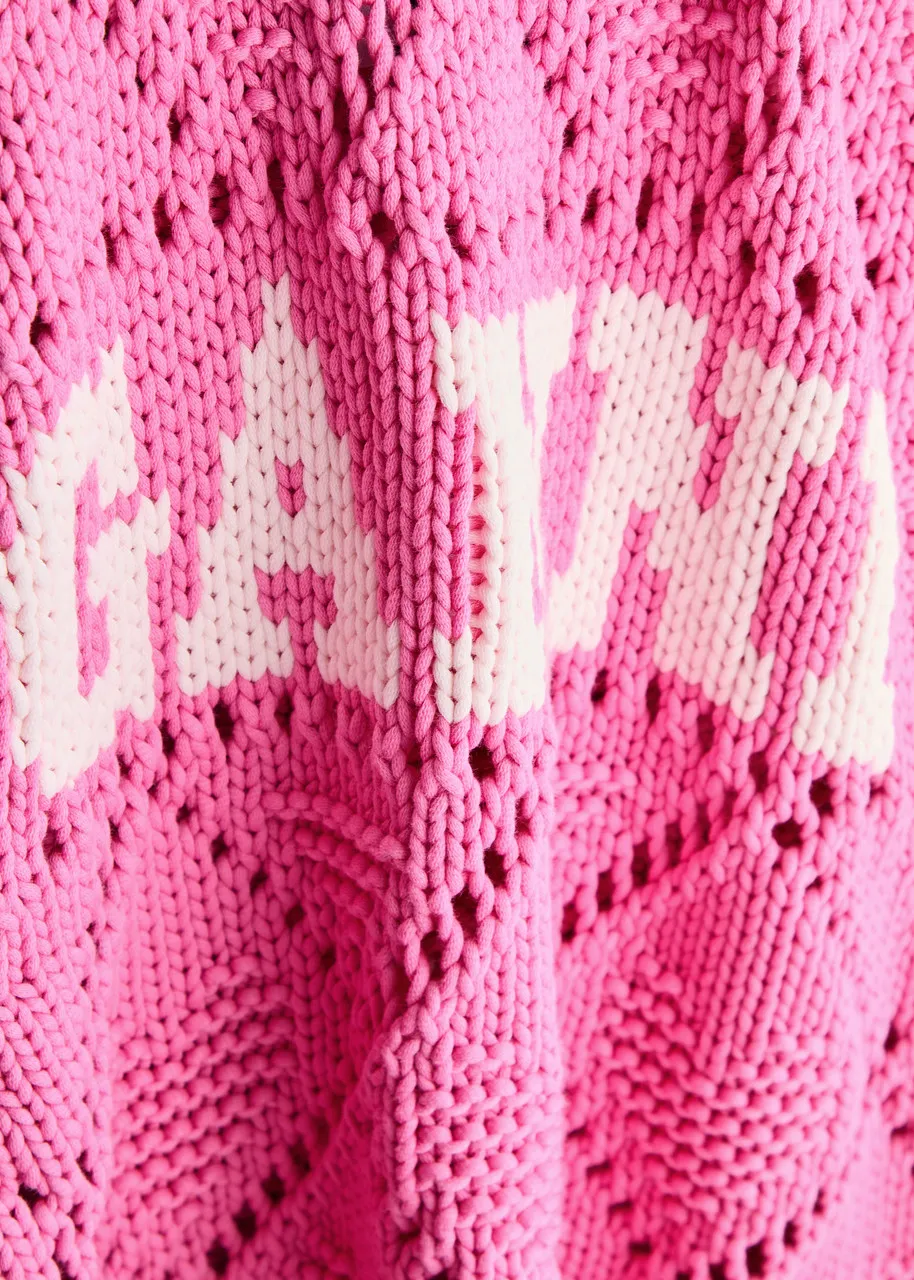 GANNI Logo-intarsia cotton-blend vest  -                         -                     -                