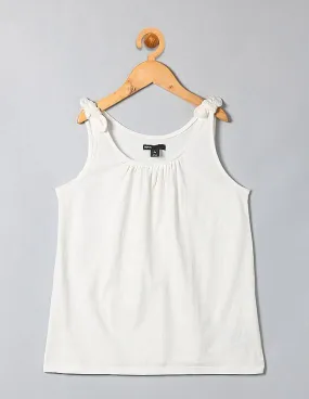 GAP Girls White Bow Shirred Tank