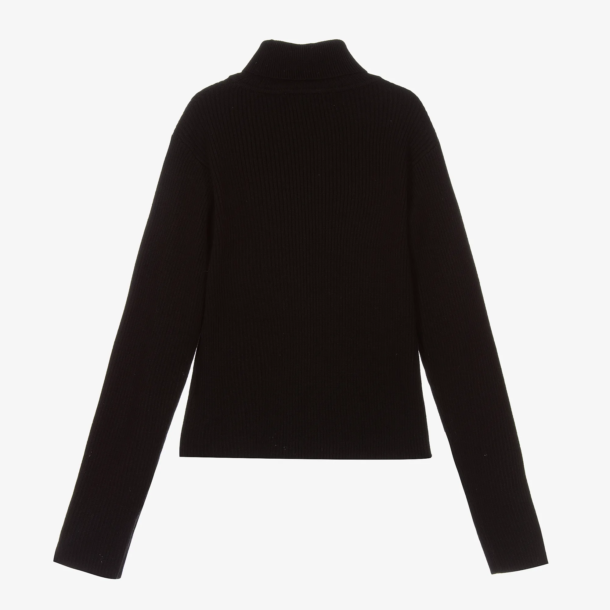 Girls Black Knitted Roll Neck Jumper