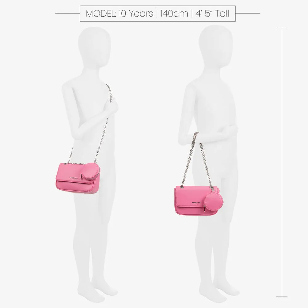 Girls Neon Pink Faux Leather Bag (21cm)