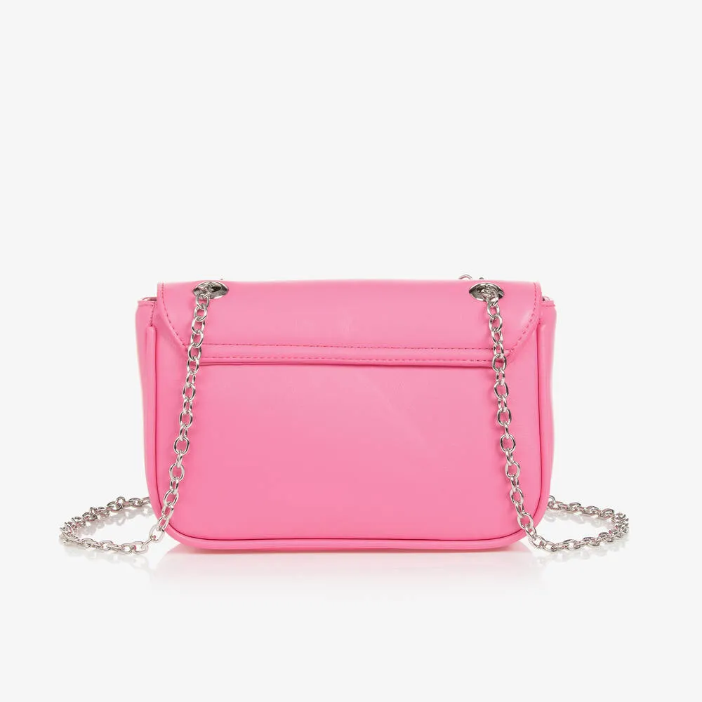 Girls Neon Pink Faux Leather Bag (21cm)