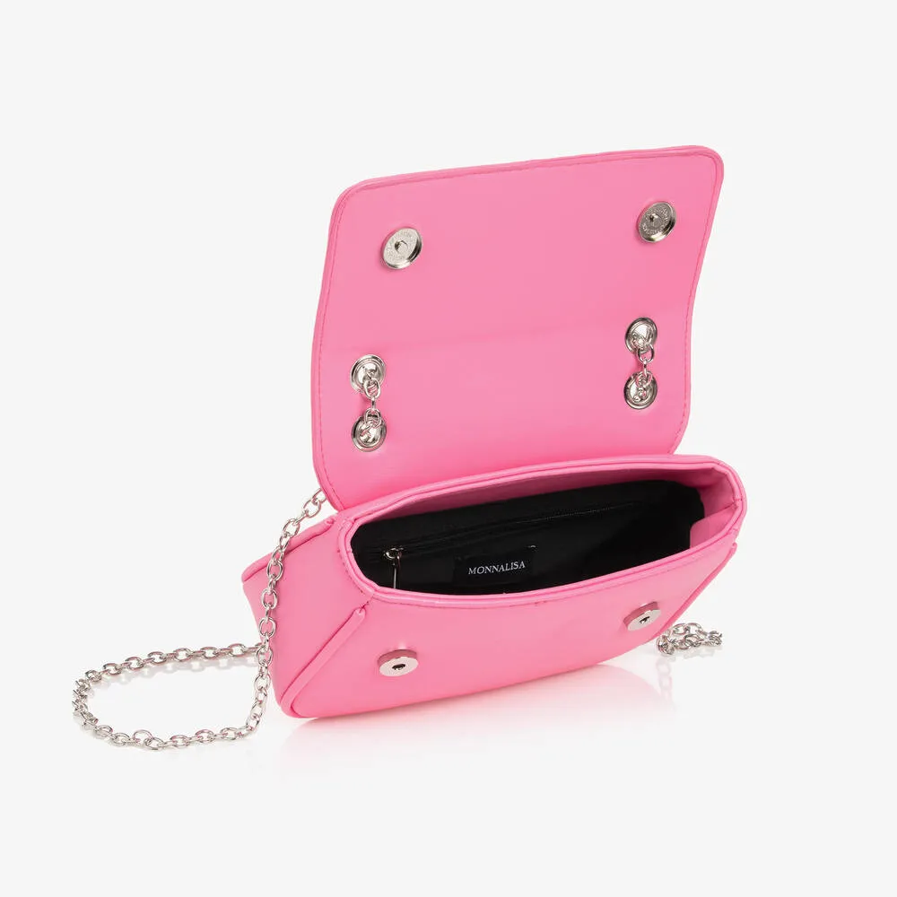 Girls Neon Pink Faux Leather Bag (21cm)