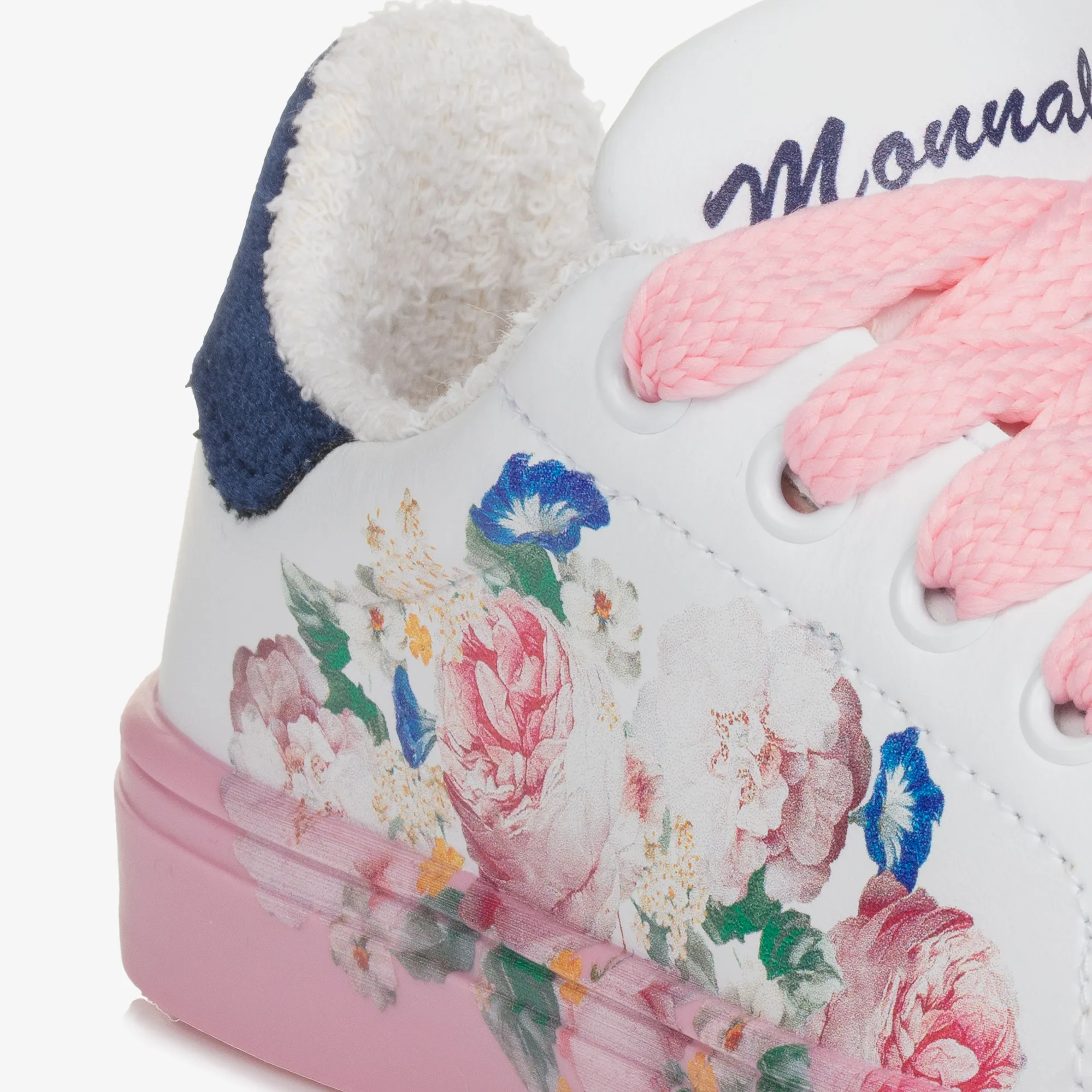 Girls Pink & White Floral Trainers