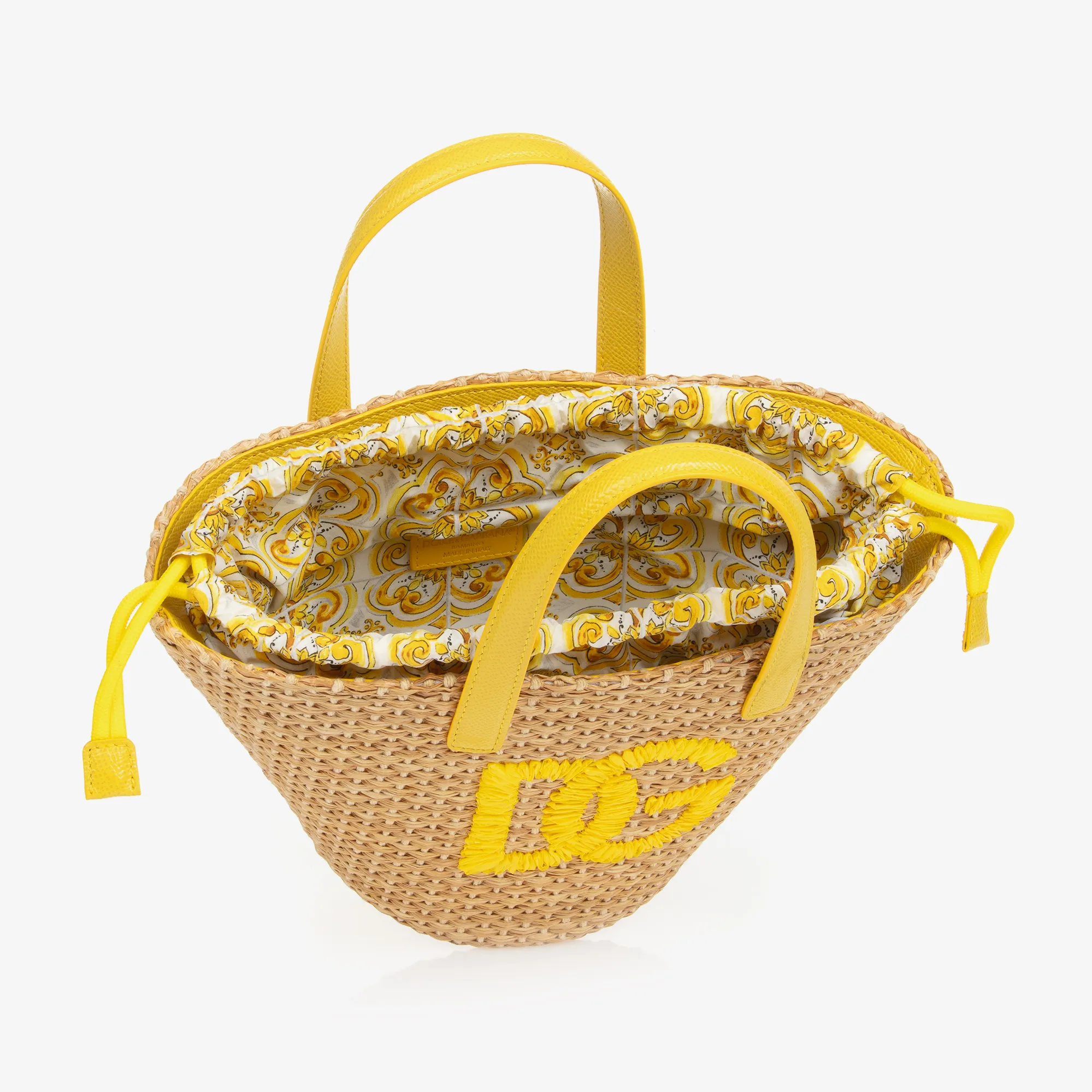 Girls Yellow Majolica Straw Bag (22cm)