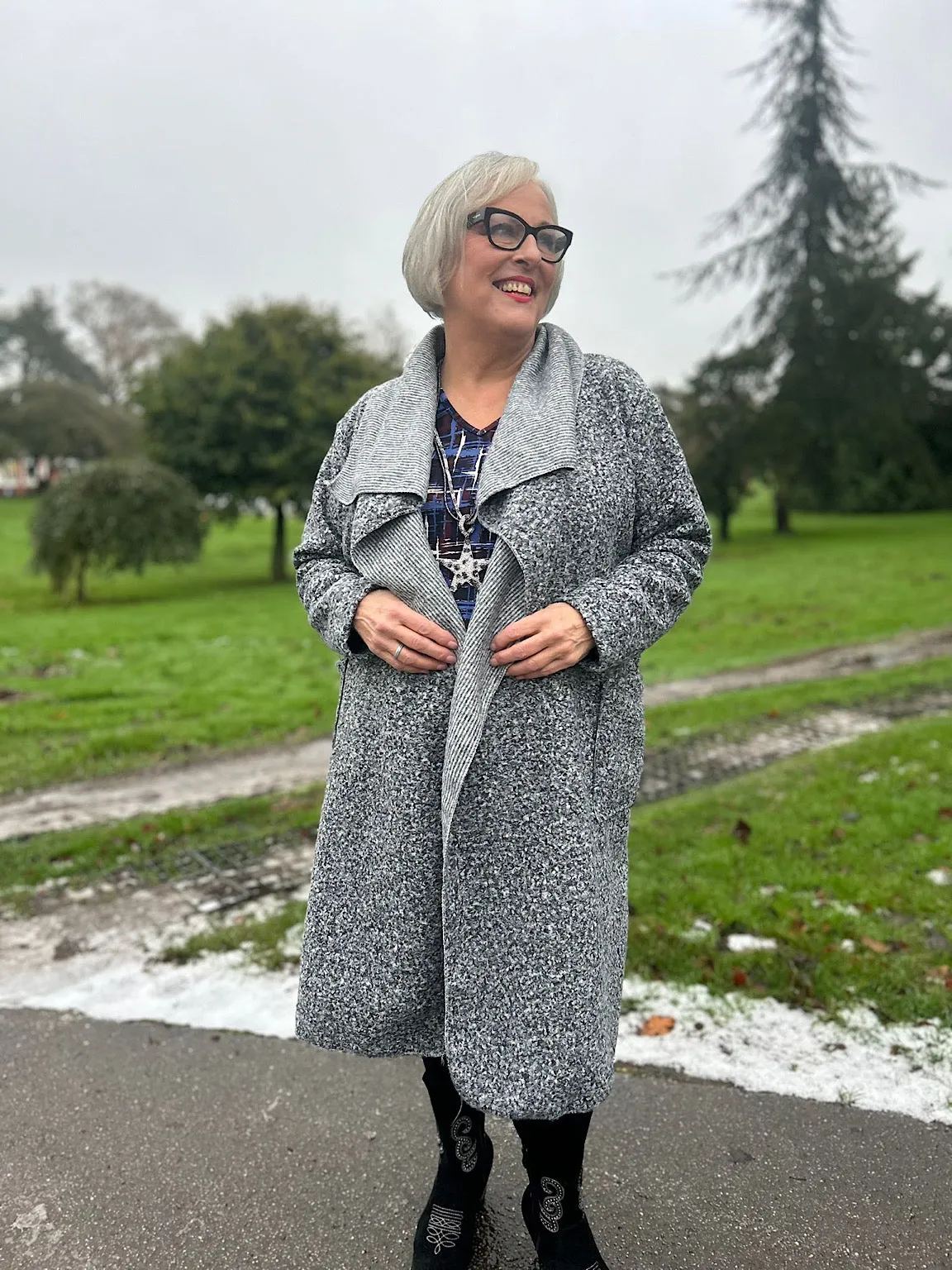 Grey Marl Waterfall Boucle Coat Esther