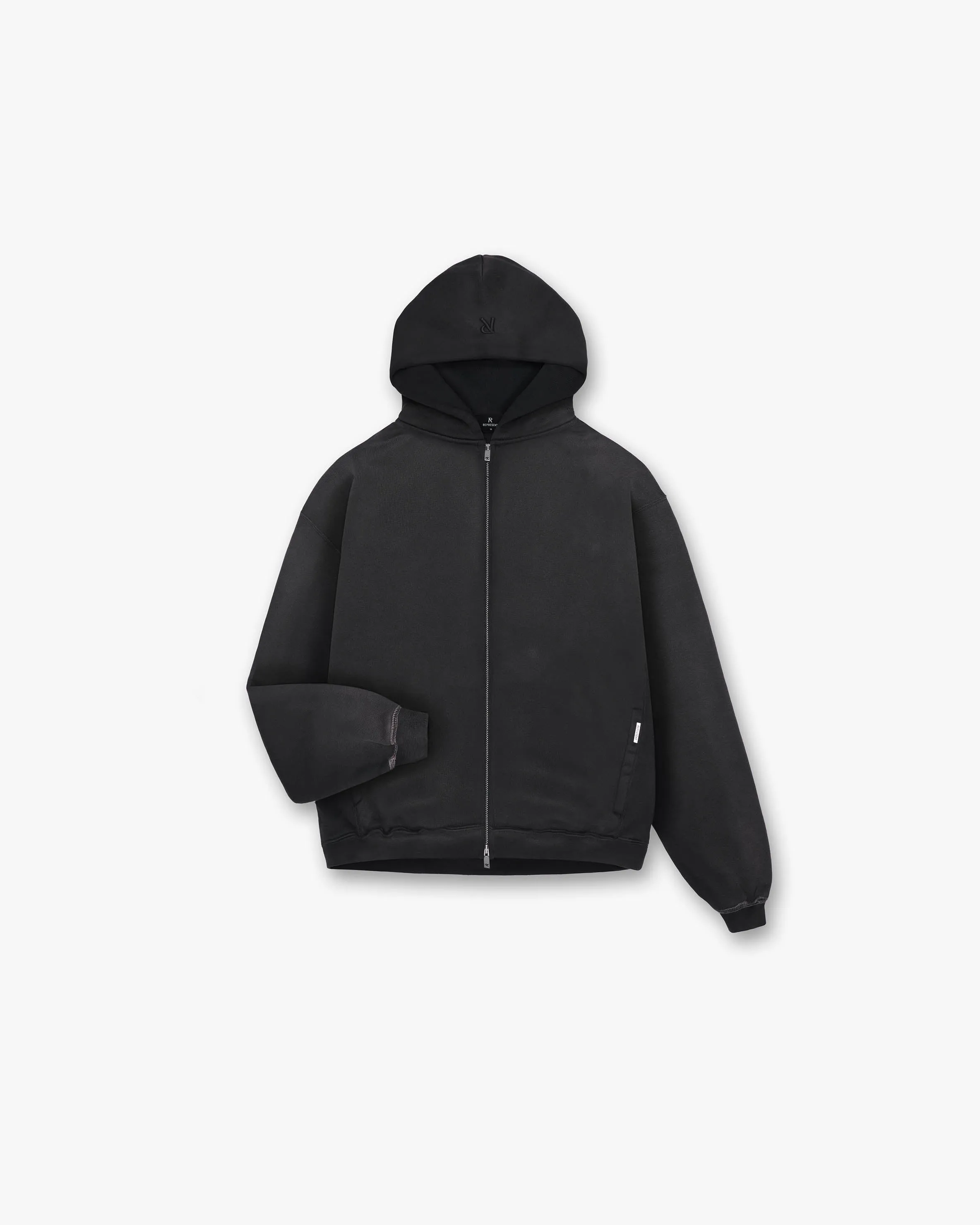 Heavyweight Initial Zip Hoodie - Stained Black