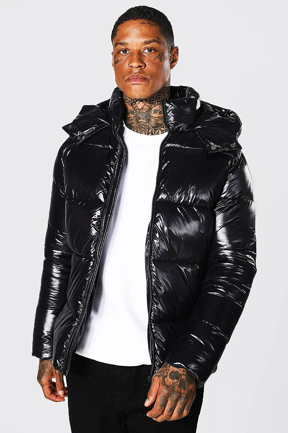 High Shine Panel Puffer Jacket